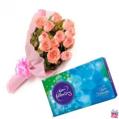 Pink Roses & Cadbury Celebrations