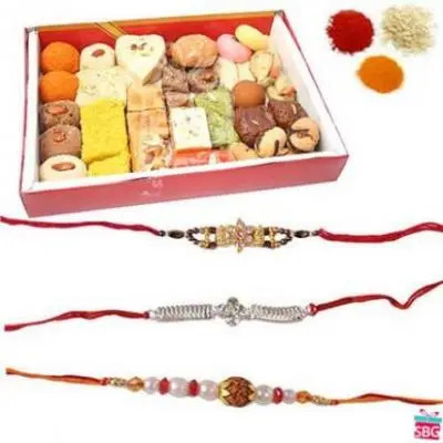 Rakhi With Mix Sweets