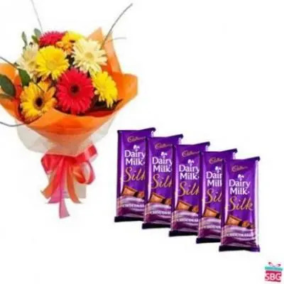 Mixed Gerbera With Chocolate