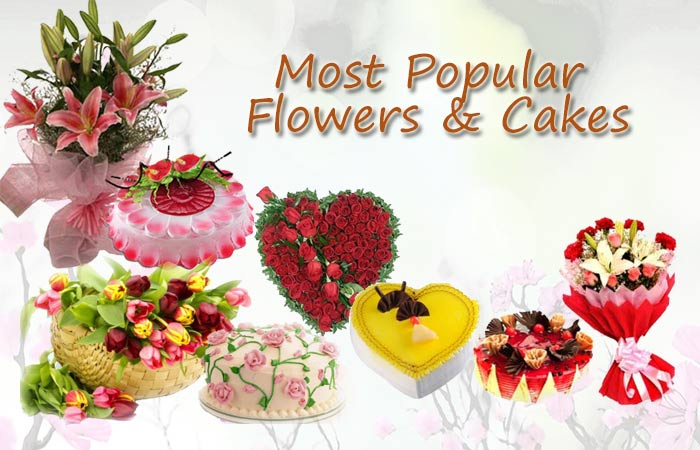 Flowers And Cake Combination