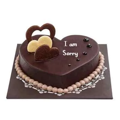 Heart Shape I am Sorry Chocolate Cake