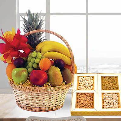 Fresh Fruits Basket With Dry Fruits