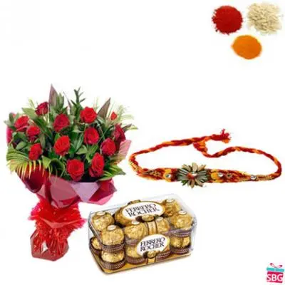 rakhi With Roses & Chocolate