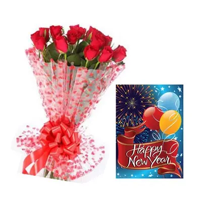 New Year Card With Flowers