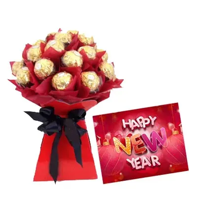 New Year Card With Ferrero Bouquet