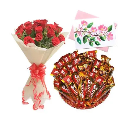 5 Star Chocolates Hamper With Card and Roses