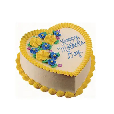Happy Mothers Day Heart Shape Vanilla Cake