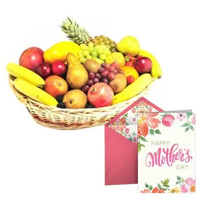 Fresh Fruits Basket With Mothers Day Card