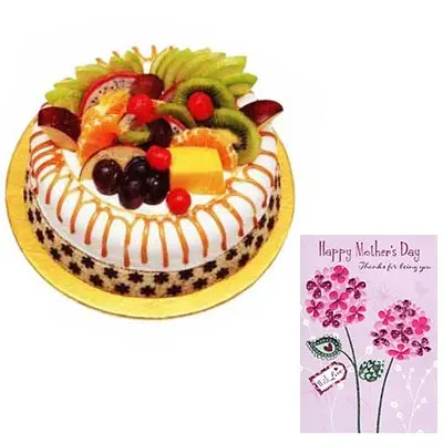Mothers Day Fruit Cake with Mothers Day Card