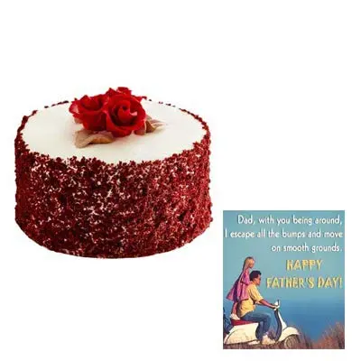 Fathers Red Velvet Cake Cake with Fathers Day Card
