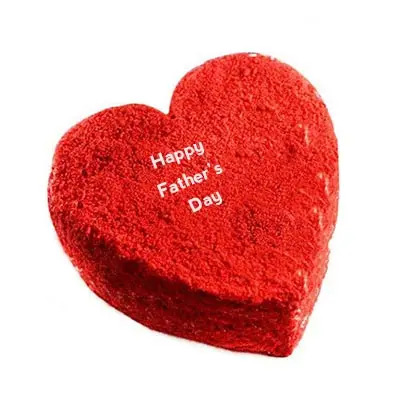 Happy Fathers Day Heart Shape Red Velvet Cake