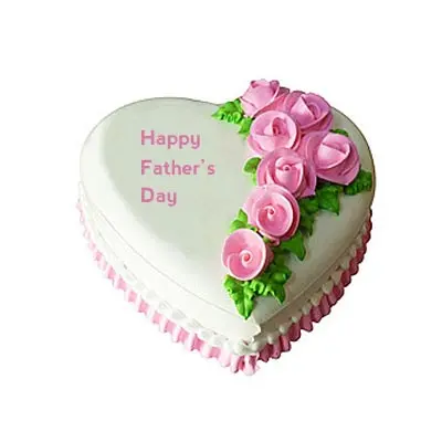 Happy Fathers Day Heart Shape Vanilla Cake