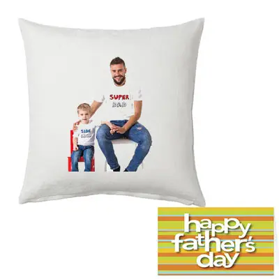 Personalized Dad Photo Cushion & Greeting Card