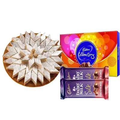 Kaju Katli with Cadbury Celebration & Silk