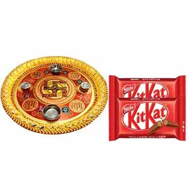 Diwali Pooja Thali with Kitkat Chocolates