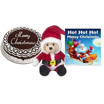 Christmas Chocolate Cake with Santa Claus & Greetng Card