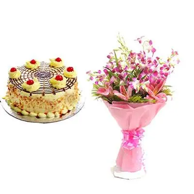 Butterscotch Cake with Orchid