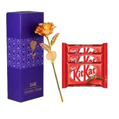 24K Golden Rose with Box & Kitkat
