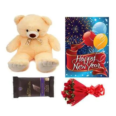Bournville Chocolates, Roses Bouquet, Card & Teddy Bear