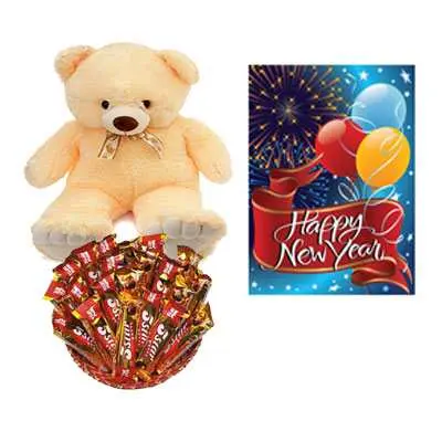 5 Star Chocolate Hamper, Card & Teddy Bear