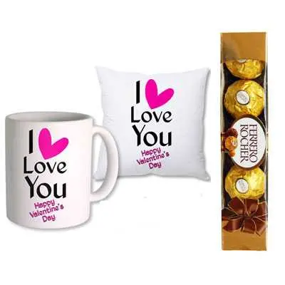 I Love You Mug & Cushion & Ferrero