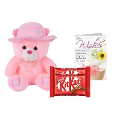 16 Inch Teddy with Kitkat & Card