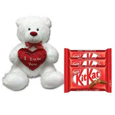 30 Inch Teddy with Kitkat