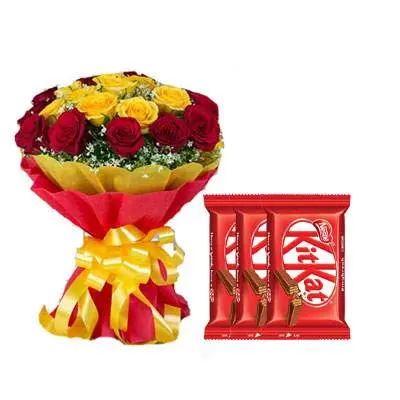 Red Yellow Bouquet & Kitkat