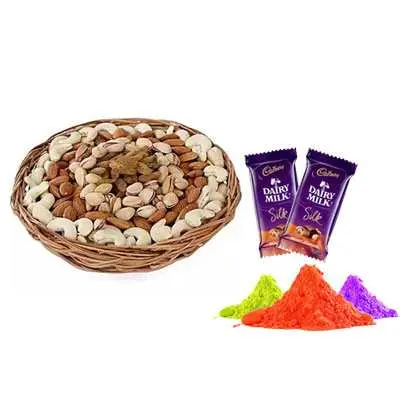 Mix Dry Fruits with Gulal & Silk