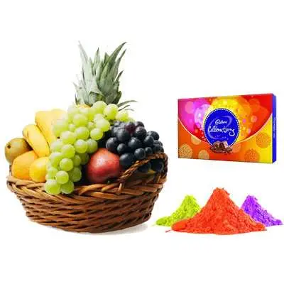Mix Fruits Basket with Gulal & Celebration