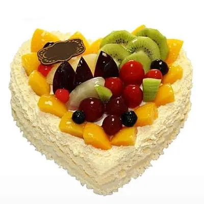 Fresh Fruits Heart Shape Cake