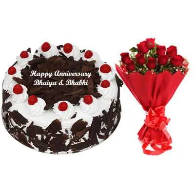 Eggless Black Forest Cake & Bouquet