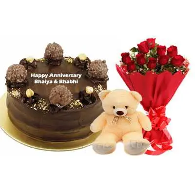 Ferrero Rocher Cake, Bouquet & Teddy