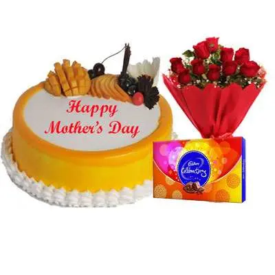 Mothers Day Mango Cake, Bouquet & Cadbury
