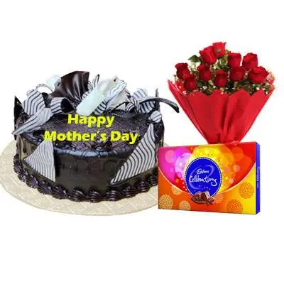 Mothers Day Chocolate Cream Cake, Bouquet & Cadbury