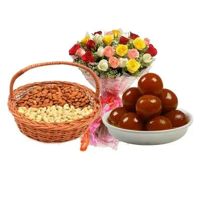 Almonds, Cashew, Gulab Jamun & Mix Roses