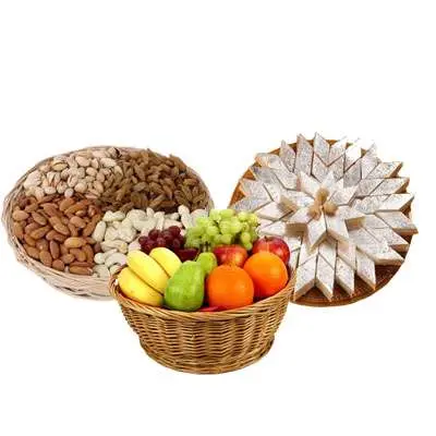 Mixed Dry Fruits, Fruit Basket & Kaju Katli