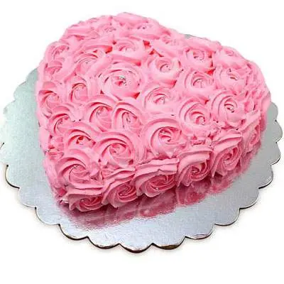 Heart Shape Strawberry Rose Cake