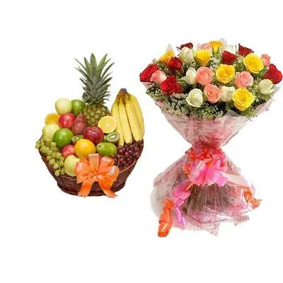 Fruit Basket & Bouquet