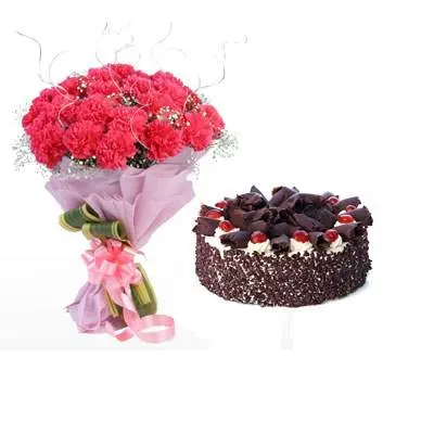 Pink Carnation & Black Forest Cake