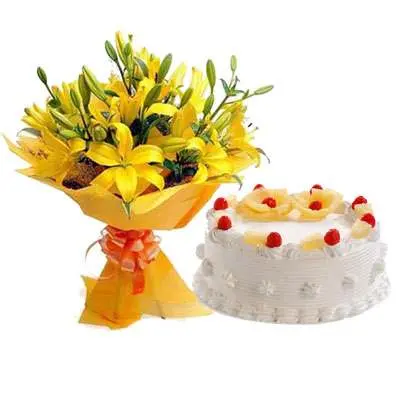 Yellow Lily & Pineapple Cake