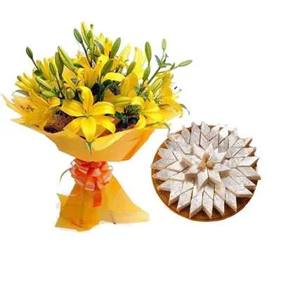 Yellow Lily & Kaju Burfi