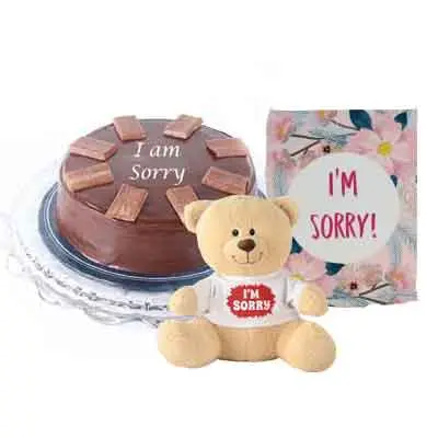 I M Sorry Chocolate Cake With Teddy & Card