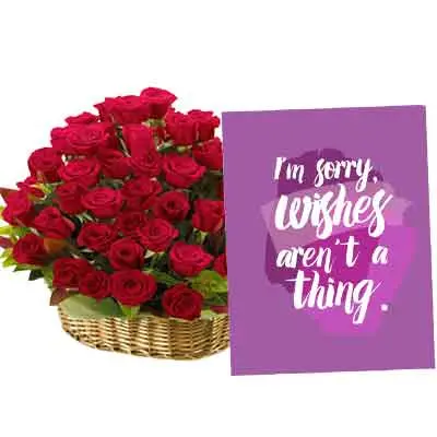 Rose Basket With Sorry Card