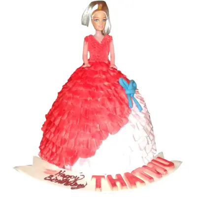 Red Barbie Doll Cake