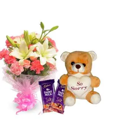 Mix Bouquet with Sorry Teddy & Chocolates