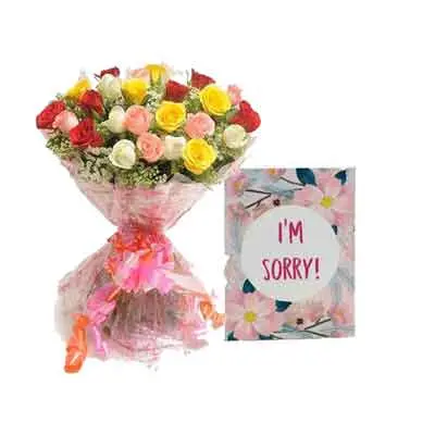 Mix Rose Bouquet with Sorry Card