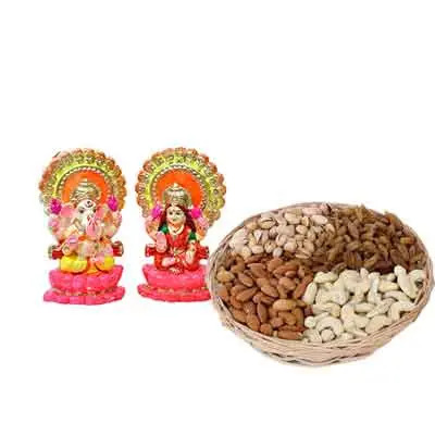 Laxmi Ganesh Idols with Dry Fruits
