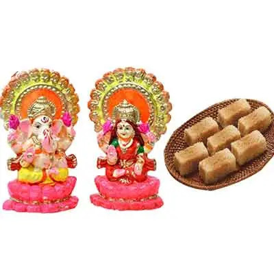 Milk Cake with Laxmi Ganesh Idols