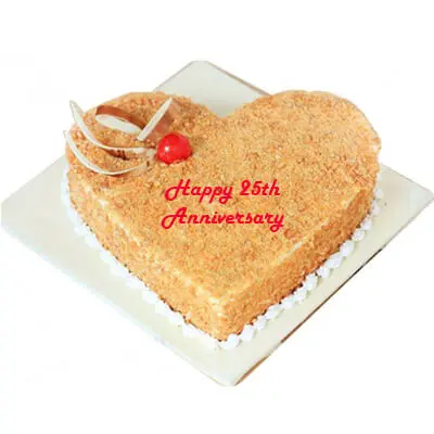25th Anniversary Butterscotch Heart Cake